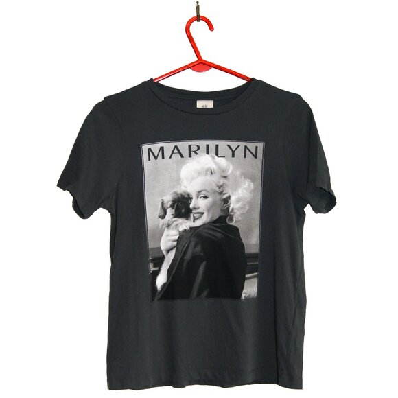 H&M Tops - Marilyn Monroe Women's XS Grey Graphic Portrait Monotone Short Sleeve Tee Shirt